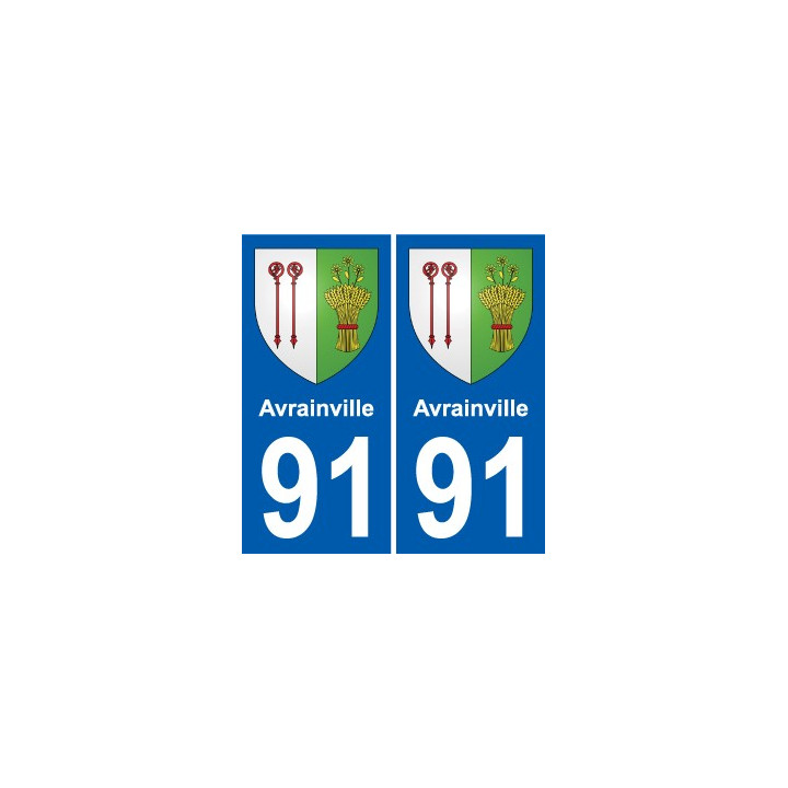 91 Avrainville escudo de armas de la etiqueta engomada de la placa de pegatinas de la ciudad