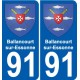 91 Ballancourt-sur-Essonne escudo de armas de la etiqueta engomada de la placa de pegatinas de la ciudad