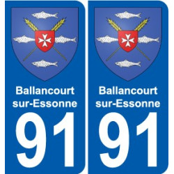 91 Ballancourt-sur-Essonne escudo de armas de la etiqueta engomada de la placa de pegatinas de la ciudad