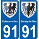 91 Boissy-le-Sec blason autocollant plaque stickers ville