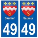 49 Saumur escudo de armas de la etiqueta engomada de la placa de pegatinas de la ciudad