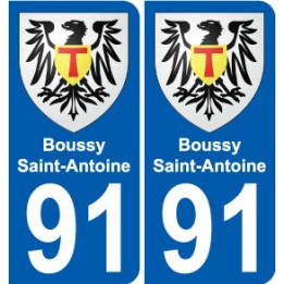 91 Boussy-Saint-Antoine escudo de armas de la etiqueta engomada de la placa de pegatinas de la ciudad