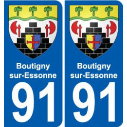 91 Boutigny-sur-Essonne coat of arms sticker plate stickers city