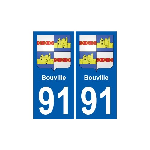 91 Bouville escudo de armas de la etiqueta engomada de la placa de pegatinas de la ciudad