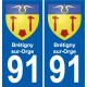 91 Brétigny-sur-Orge blason autocollant plaque stickers ville