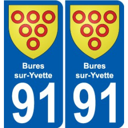 91 Bures-sur-Yvette escudo de armas de la etiqueta engomada de la placa de pegatinas de la ciudad