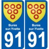 91 Bures-sur-Yvette blason autocollant plaque stickers ville