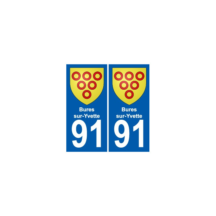 91 Bures-sur-Yvette escudo de armas de la etiqueta engomada de la placa de pegatinas de la ciudad