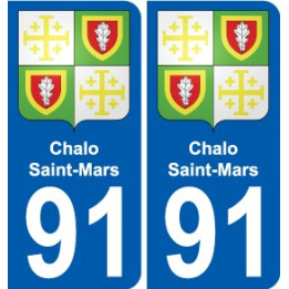 91 Chalo-Saint-Mars escudo de armas de la etiqueta engomada de la placa de pegatinas de la ciudad