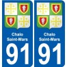 91 Chalo-Saint-Mars escudo de armas de la etiqueta engomada de la placa de pegatinas de la ciudad