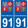 91 Chalou-Moulineux stemma adesivo piastra adesivi città