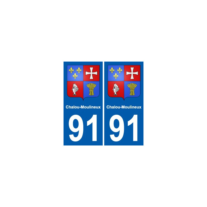 91 Chalou-Moulineux escudo de armas de la etiqueta engomada de la placa de pegatinas de la ciudad