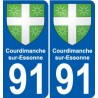 91 Courdimanche-sur-Essonne escudo de armas de la etiqueta engomada de la placa de pegatinas de la ciudad