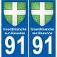 91 Courdimanche-sur-Essonne escudo de armas de la etiqueta engomada de la placa de pegatinas de la ciudad