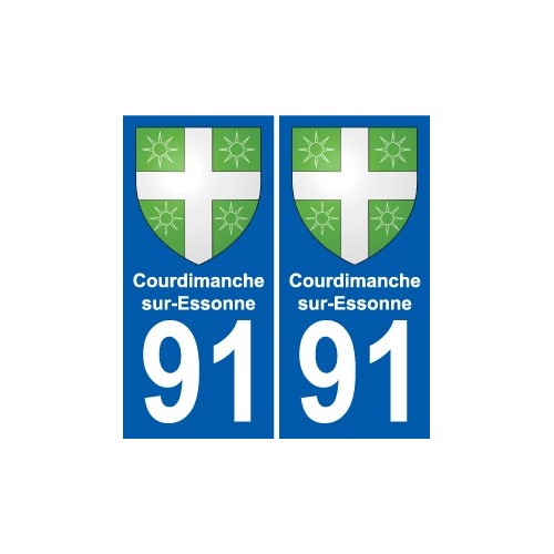 91 Courdimanche-sur-Essonne coat of arms sticker plate stickers city