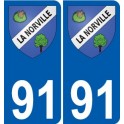 91 La Norville coat of arms sticker plate stickers city