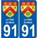 91 La Ville-du-Bois blason autocollant plaque stickers ville