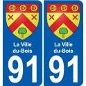 91 La Ville-du-Bois coat of arms sticker plate stickers city