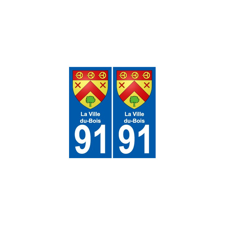 91 La Ville-du-Bois escudo de armas de la etiqueta engomada de la placa de pegatinas de la ciudad