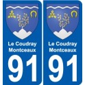 91 Le Coudray-Montceaux blason autocollant plaque stickers ville