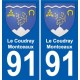 91 Le Coudray-Montceaux blason autocollant plaque stickers ville