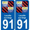 91 Leuville-sur-Orge coat of arms sticker plate stickers city