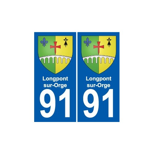 91 Longpont-sur-Orge coat of arms sticker plate stickers city