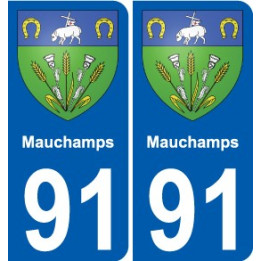 91 Mauchamps escudo de armas de la etiqueta engomada de la placa de pegatinas de la ciudad