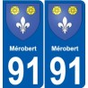 91 Mérobert coat of arms sticker plate stickers city