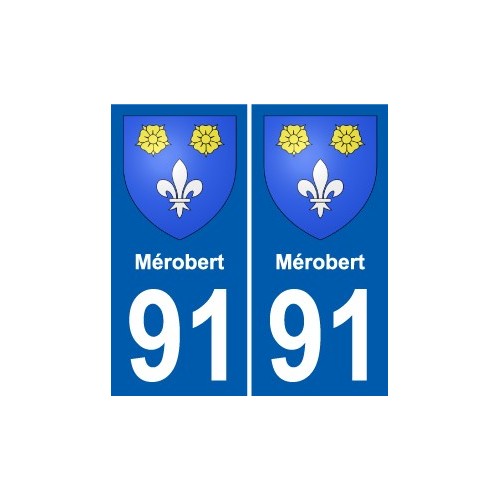 91 Mérobert escudo de armas de la etiqueta engomada de la placa de pegatinas de la ciudad