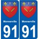 91 Monnerville stemma adesivo piastra adesivi città
