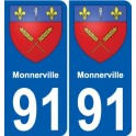 91 Monnerville blason autocollant plaque stickers ville