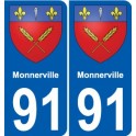 91 Monnerville coat of arms sticker plate stickers city