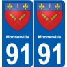 91 Monnerville blason autocollant plaque stickers ville