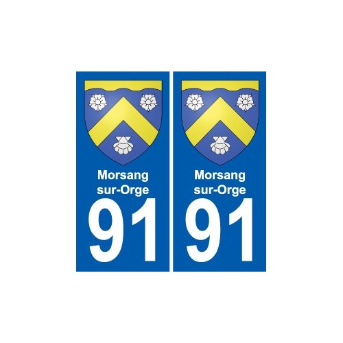 91 Morsang-sur-Orge escudo de armas de la etiqueta engomada de la placa de pegatinas de la ciudad