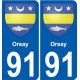 91 Orsay blason autocollant plaque stickers ville