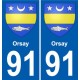 91 Orsay coat of arms sticker plate stickers city