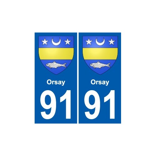91 Orsay coat of arms sticker plate stickers city