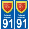 91 Puiselet-le-Marais coat of arms sticker plate stickers city