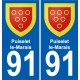 91 Puiselet-le-Marais escudo de armas de la etiqueta engomada de la placa de pegatinas de la ciudad