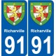 91 Richarville blason autocollant plaque stickers ville