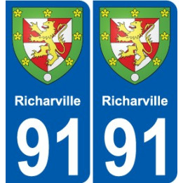 91 Richarville coat of arms sticker plate stickers city