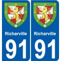 91 Richarville blason autocollant plaque stickers ville