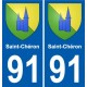 91 Saint-Chéron escudo de armas de la etiqueta engomada de la placa de pegatinas de la ciudad