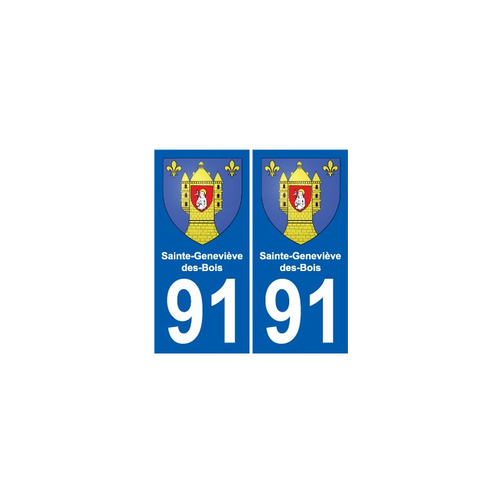 91 Sainte-Geneviève-des-Bois escudo de armas de la etiqueta engomada de la placa de pegatinas de la ciudad