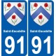 91 Saint-Escobille escudo de armas de la etiqueta engomada de la placa de pegatinas de la ciudad
