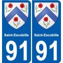 91 Saint-Escobille blason autocollant plaque stickers ville