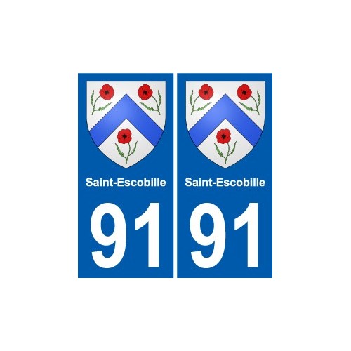 91 Saint-Escobille escudo de armas de la etiqueta engomada de la placa de pegatinas de la ciudad