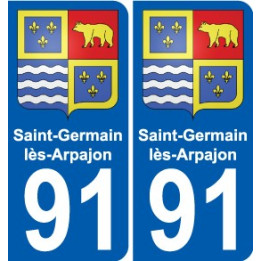 91 Saint-Germain-lès-Arpajon escudo de armas de la etiqueta engomada de la placa de pegatinas de la ciudad