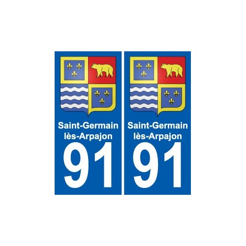 91 Saint-Germain-lès-Arpajon escudo de armas de la etiqueta engomada de la placa de pegatinas de la ciudad